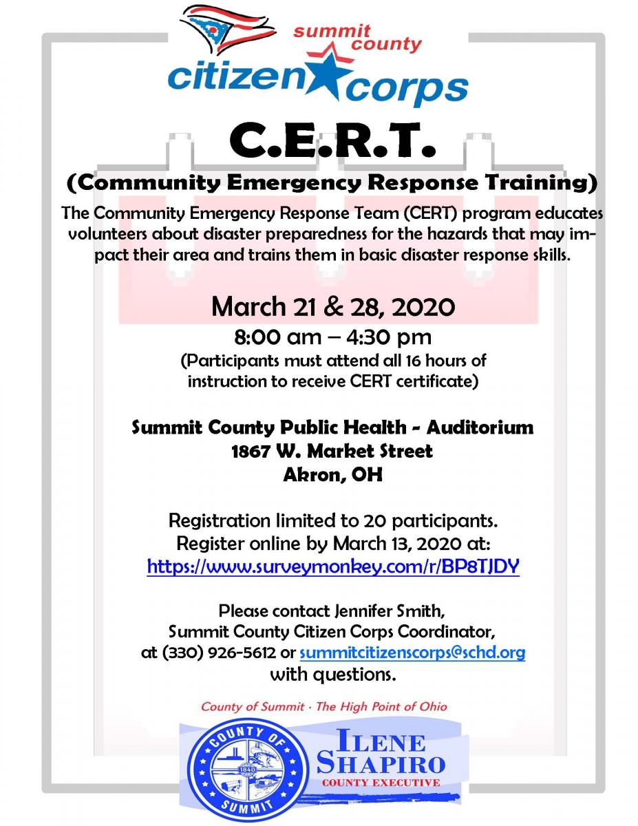 Community Emergency Response Team Training March 2020 Summit County Public Health